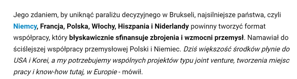 Ambasador Niemiec szczerze w rozmowie z Wirtualną Polską:
♦️Polskie pieniądze na zbrojenia płyną do USA i Korei, a my w Niemczech chcemy, żeby płynęły do Niemiec. I po to jest program pożyczki SAFE♦️
