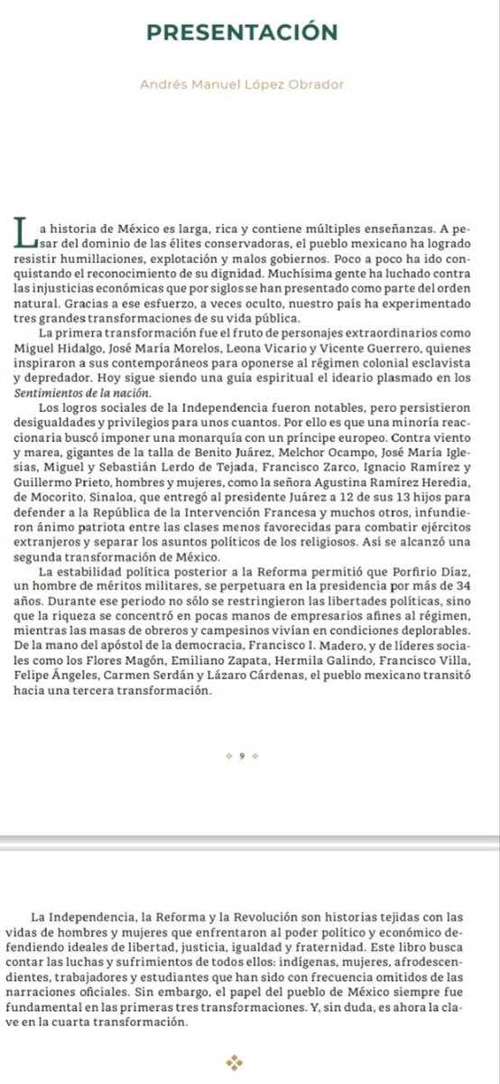 Éste es el prólogo escrito por el presidente <a href="/lopezobrador_/">Andrés Manuel</a> que <a href="/NoemiJuarezSEB/">Angélica Noemí Juárez Pérez</a> le pidió a <a href="/MarxArriaga/">Marx Arriaga Navarro</a> eliminar de los libros de texto: