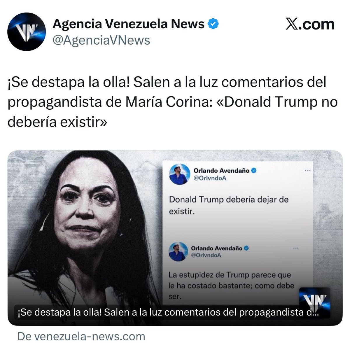 OrlvndoA's tweet photo. Ya es abierto que el chavismo y el aparato de propaganda de Saab están directamente coordinados con la supuesta derecha infiltrada cuyo único propósito es dañar a María Corina, a sus aliados y a la verdadera oposición venezolana.

Es obsceno. Tienen el mismo fin. https://t.co/e3K2CZAHCg