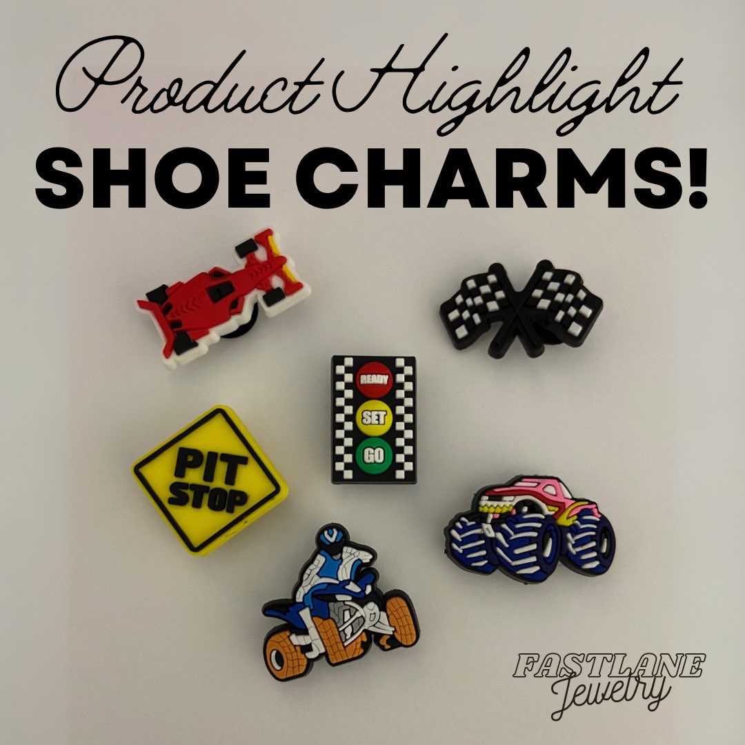 FastlaneJewelry's tweet photo. These durable, high-quality shoe charms allow you to showcase your motorsports obsession! These designs are available on our online store, sold in pairs.

https://t.co/q8mGvGEvgC

#checkeredflag #indycar #pitstop #dragracing  #quad #4wheeler #monstertruck https://t.co/pWAfxHwszA