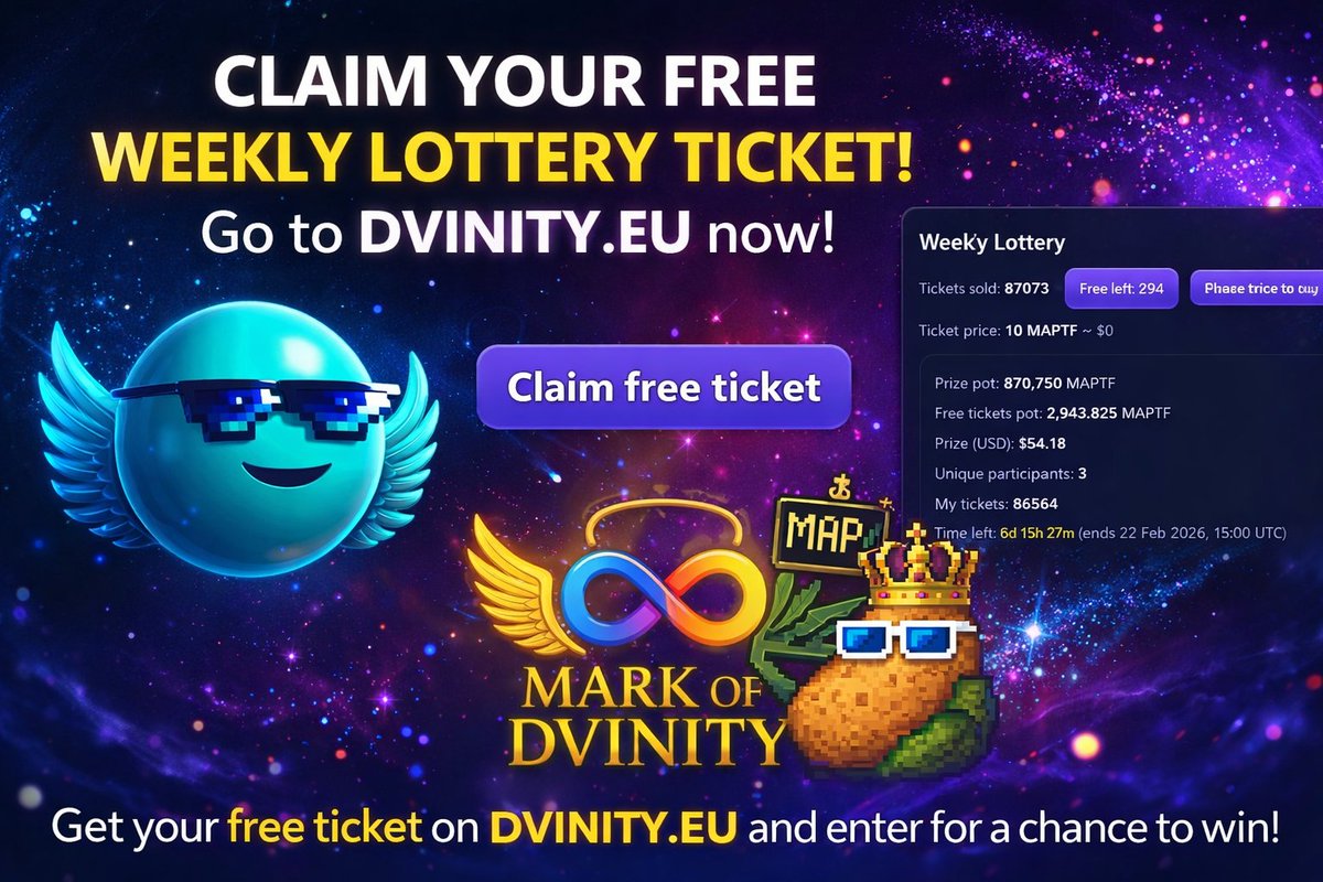 Claim your FREE lottery ticket on dvinity.eu , lottery ends in 7 days. Swap $MAPTF of $dvinity today. <a href="/dvinity_icp/">$dvinity ∞🙏</a>