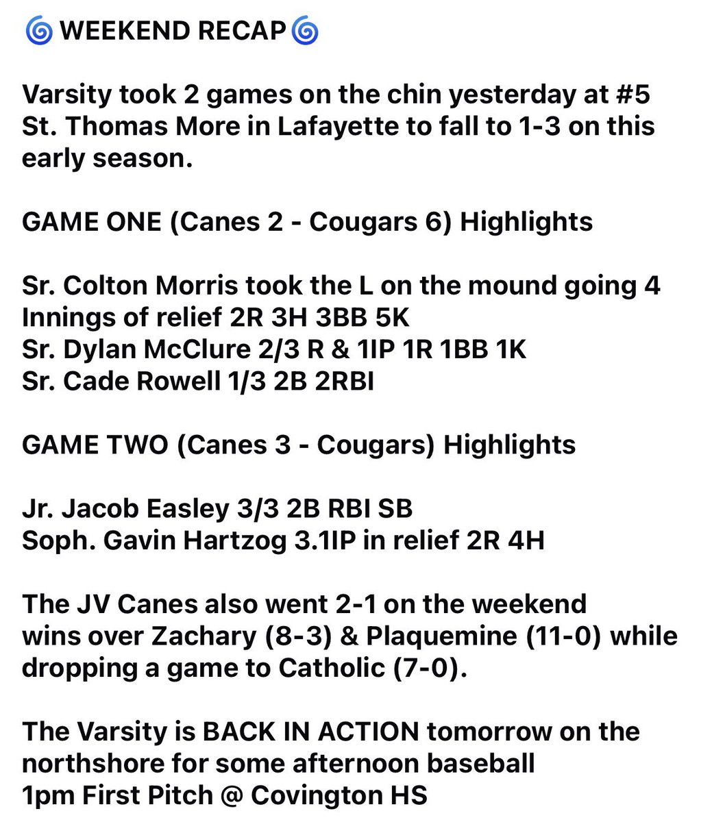 Prairieville Hurricanes Baseball tweet media
