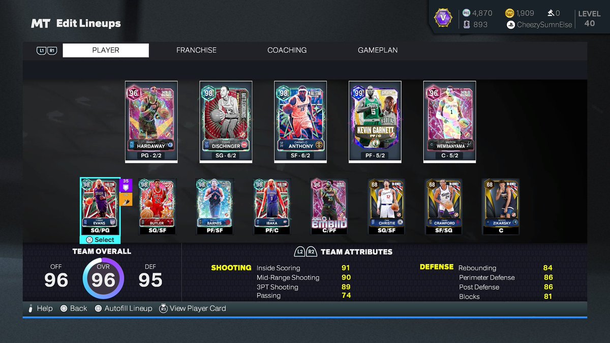 CheezyOnGames's tweet photo. After adding Tyreke and Ibaka this how we lookin 💪🏽 #ratemyteam https://t.co/m9ADOvHimb