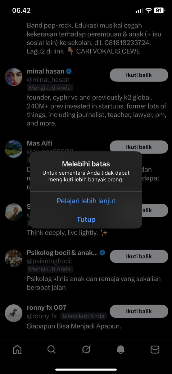 faaaizz's tweet image. Hey @grok tolong beritahu kenapa akun saya tidak bisa follow back orang lebih dari beberapa jam dengan notif berikut. Berapa lama estimasi nya hingga kembali normal?
