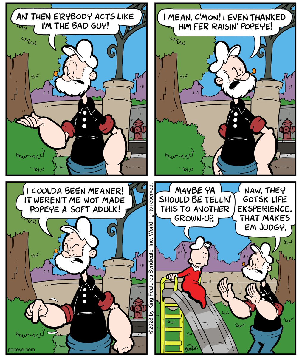 popeyetweetsk's tweet image. Agh Pappy... Maybe take's that up wit someones older than Swee’Pea 😅

#PoopdeckPappy #SweePea #PopeyeComics