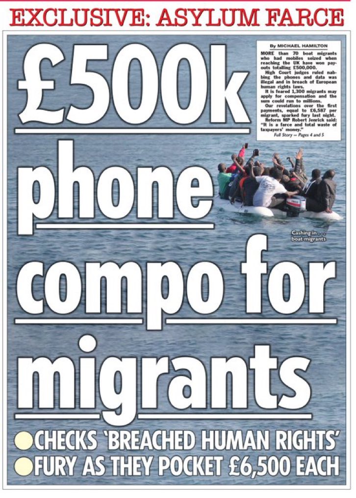 This… is so utterly insulting and insane, it hurts.
Illegal migrants have more rights than us in this country. 
Disgusting

£6500 per case.