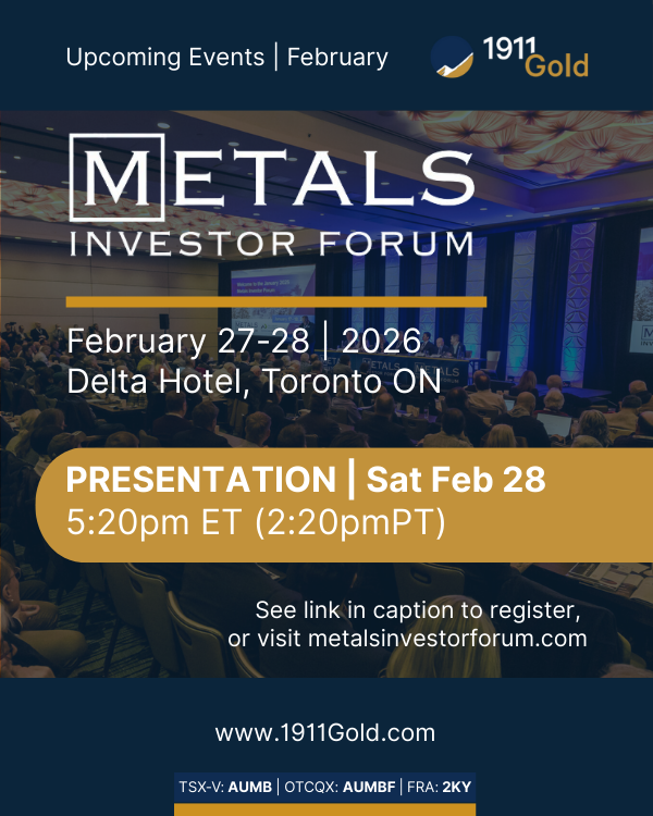Join $AUMB in Toronto at the Metals Investor Forum February 27-28, 2026

We will be presenting on <a href="/DonDurrett/">Don Durrett - goldstockdata.com</a>'s panel:
Saturday Feb 28 - at 5:20pmET/ 2:20pmPT

Register Here: tinyurl.com/55mfbxsr

#1911Gold $AUMBF #TrueNorth #GOLD