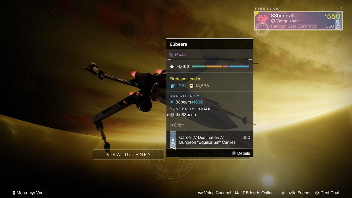 ok got the api equilibrium sherpa number... big 300 !!!
still on the grind for the dungeon.report values... but still looks nice

#destiny2 #sherpa #big300