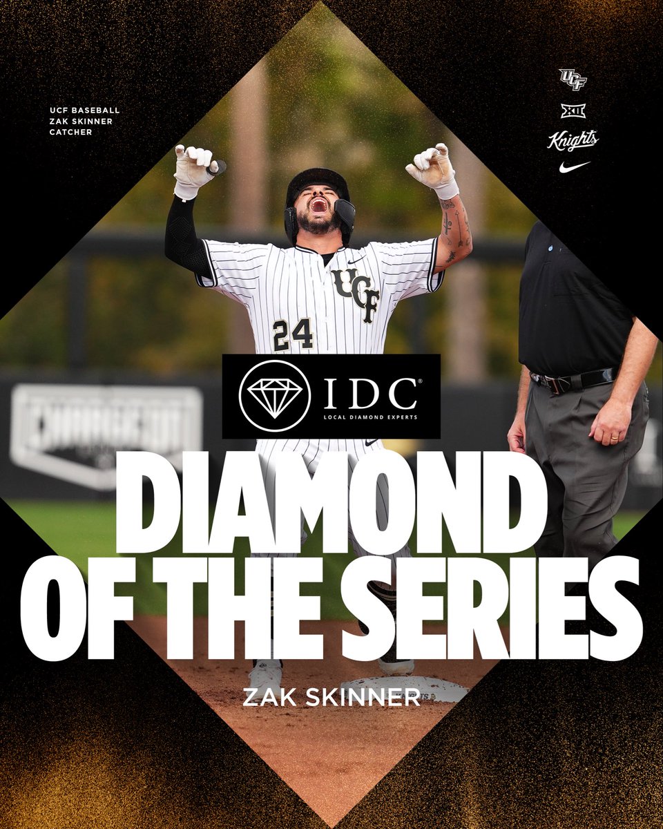 UCF_Baseball's tweet photo. Have an Opening Weekend, Zak Skinner 🔥

💎 .625 BA
💎 4 extra-base hits 
💎 7 RBI
💎 2 stolen bases https://t.co/UGccNzmpMN