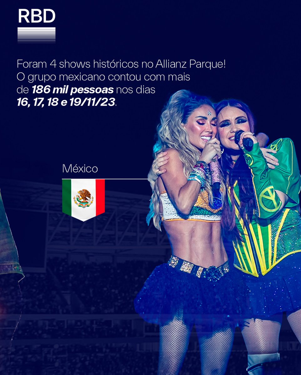 rbdmaniaco's tweet photo. OS MAIORAIS! O RBD ganha destaque ao ser citado em uma publicação do Allianz Parque, que relembrou grandes artistas latinos que já fizeram história no estádio. https://t.co/qUhPfiraAV