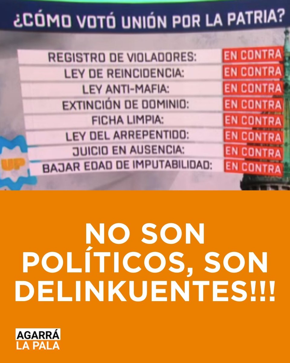 NO SON POLITICOS, SON DELINKUENTES!!!
<a href="/JMilei/">Javier Milei</a>