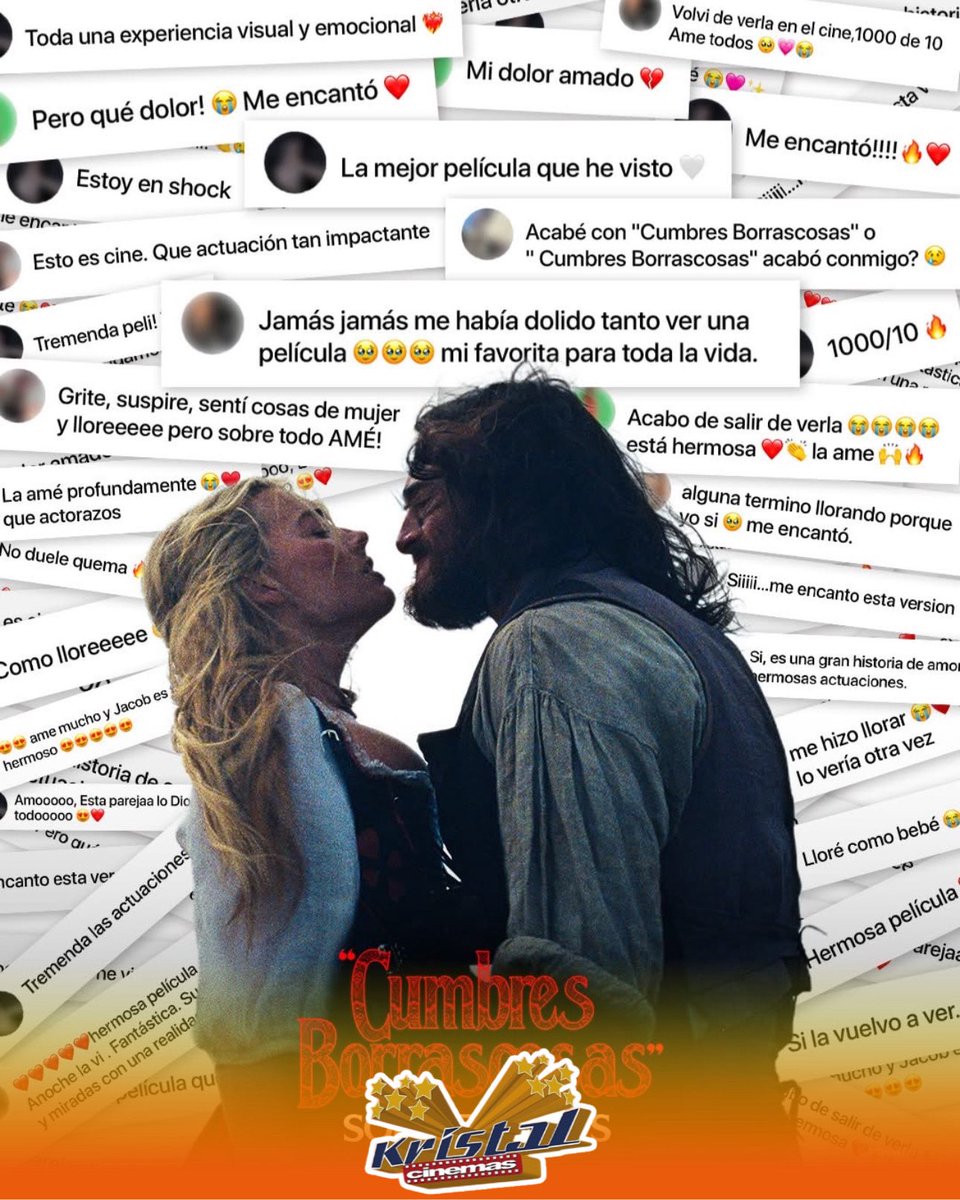 Demasiados sentimientos 🫩😍#CumbresBorrascosas
¿Con quién irás a verla? Ya disponible en #CinemasKristal ‼️🎟️