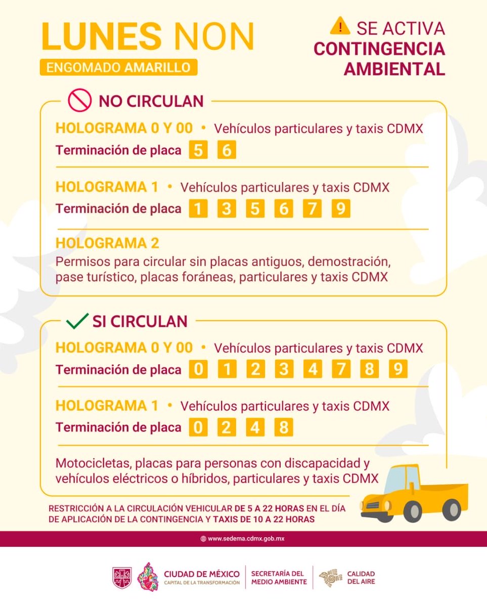 Conoce las restricciones a la circulación para este lunes 16 de febrero.

Más información: gob.mx/comisionambien…