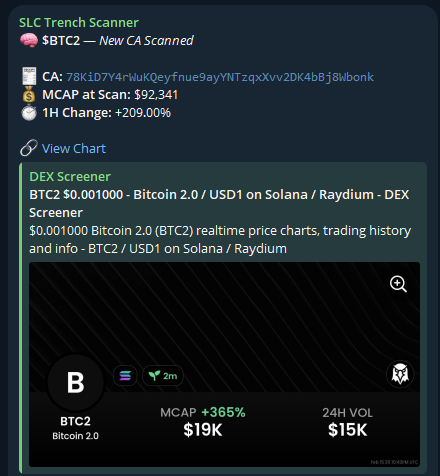 $BTC2 ran 225%+ after SLC's Trench Scanner alert!

78KiD7Y4rWuKQeyfnue9ayYNTzqxXvv2DK4bBj8Wbonk
____
Interested in the SLC Trench Scanner? DM “Access” to <a href="/scanner_SLC/">SLC Trench Scanner</a>
—
Interested in the SLC Black Ledger Discord? Apply at slcblackledger.org
——