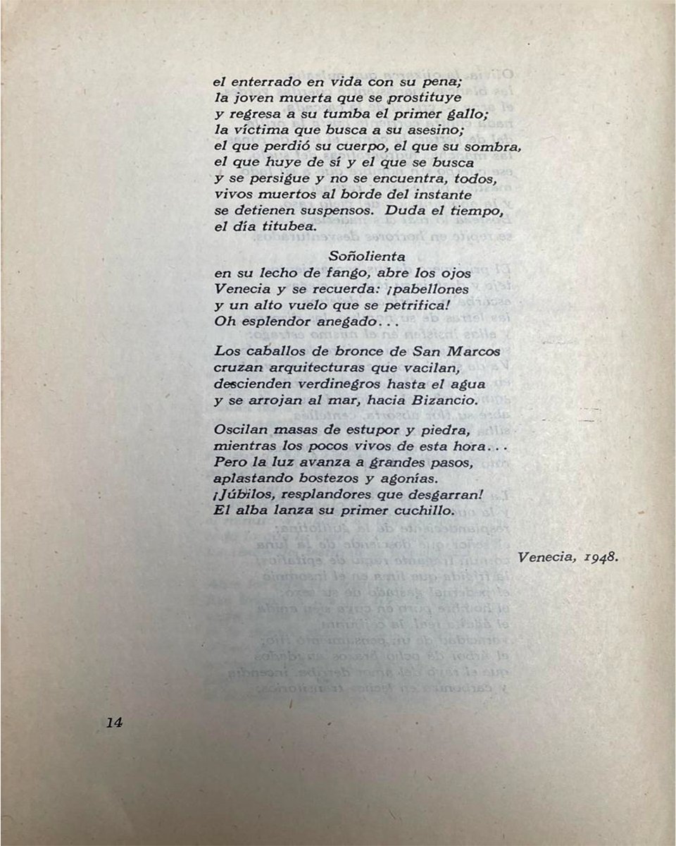 Pendola_RR's tweet photo. #Poesía
Escrito en Venecia en 1948, “Máscaras del alba”, de Octavio Paz, apareció publicado en el número 9 de 𝘌𝘴𝘵𝘢𝘤𝘪𝘰𝘯𝘦𝘴 (primavera de 1958). Hoy, en el aniversario del poeta, lo celebramos. https://t.co/TnP8IyXnYs