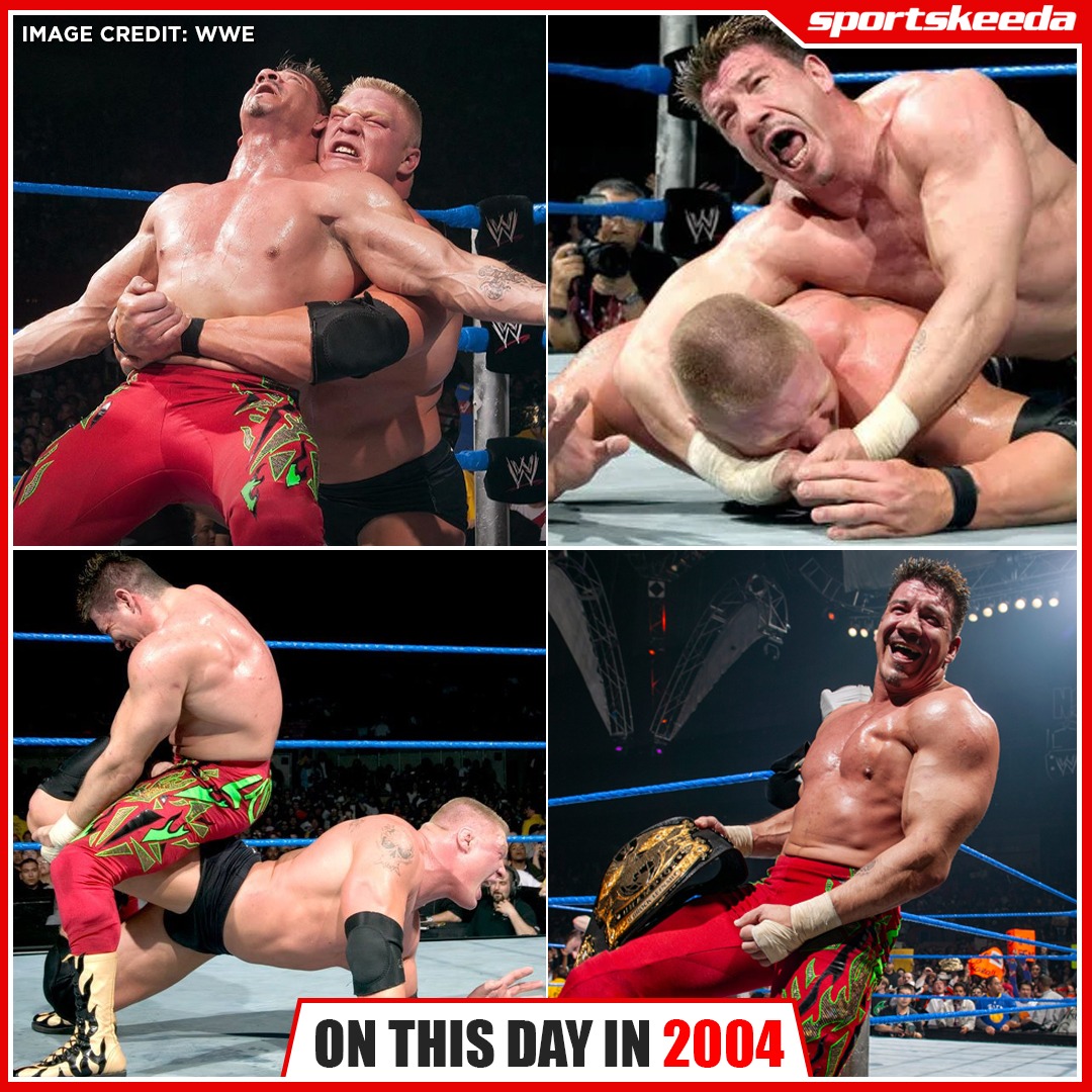 SKWrestling_'s tweet photo. 22 years ago today, Eddie Guerrero defeated Brock Lesnar at No Way Out to capture his first ever WWE Championship. 🔥 https://t.co/TlG6kkXPF7
