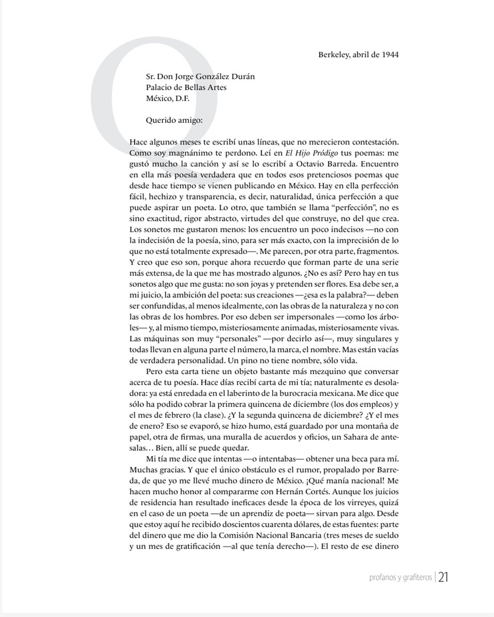 Pendola_RR's tweet photo. #Correspondencia
En el número 2 de 𝘊𝘢𝘴𝘢 𝘥𝘦𝘭 𝘛𝘪𝘦𝘮𝘱𝘰 (marzo de 2014) y para celebrar el centenario de Octavio Paz (31 de marzo de 1914-19 de abril de 1998), se publicó esta carta del poeta a Jorge González Durán. https://t.co/9Xc2ChM3fA