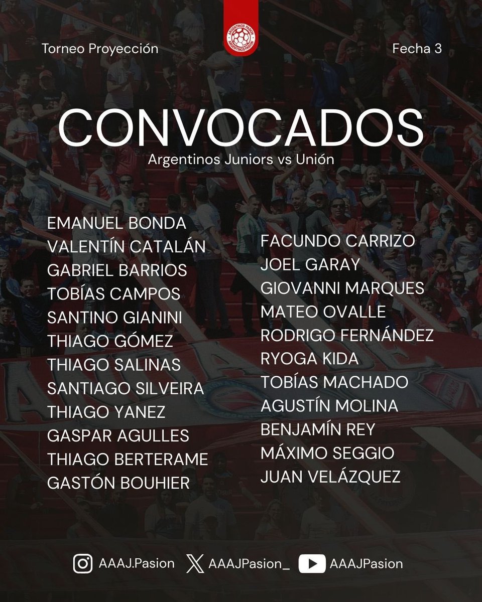 LOS CONVOCADOS DE LA RESERVA🐞🌱

Estos son los futbolistas convocados por Matías Córdoba para recibir a #Union por la cuarta fecha del #TorneoProyeccion

📆 Lunes 16 de Febrero - 17:00hs
🆚 #Union
▶️ Lpfplay.com
🏟️ Diego Armando Maradona