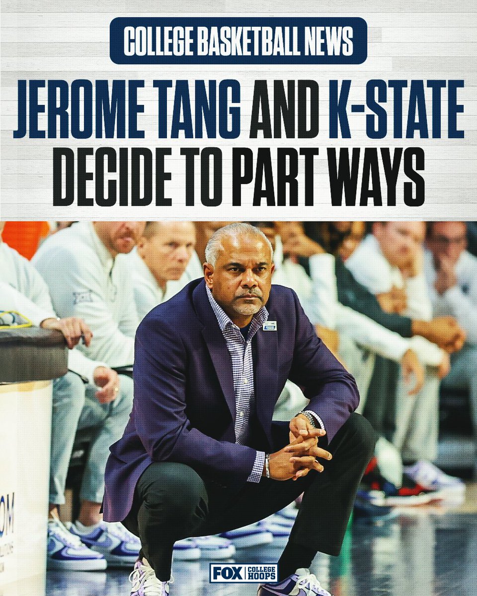 CBBonFOX's tweet photo. Kansas State has parted ways with HC Jerome Tang, per multiple sources. https://t.co/wzIaJ61ZMW