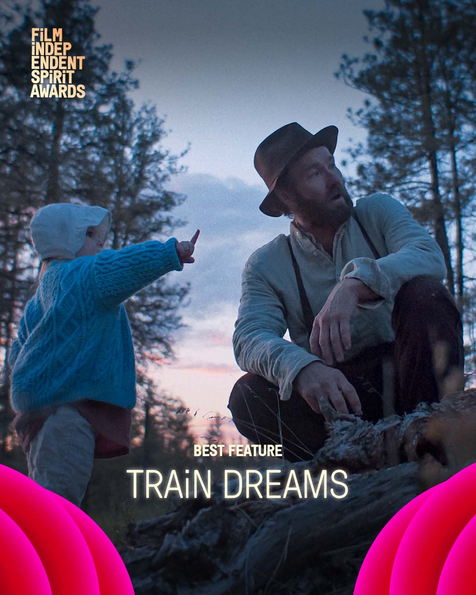 ‘Train Dreams’ is Best Feature at the 2026 #SpiritAwards! 🚂💭

Producers: Michael Heimler, Will Janowitz, Marissa McMahon, Ashley Schlaifer, Teddy Schwarzman
