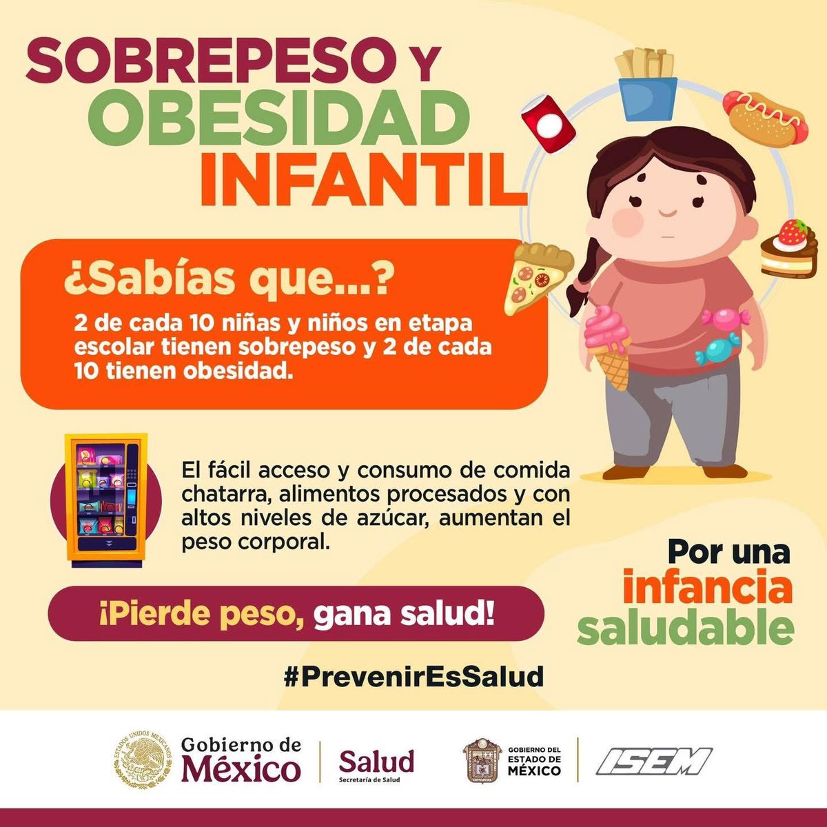 SaludEdomex's tweet photo. La #ObesidadInfantil puede provocar diabetes, presión arterial elevada y niveles de colesterol altos.
Es importante que las niñas y niños consuman una dieta balanceada para evitar sobrepeso y obesidad.
#PrevenirEsSalud https://t.co/kxhvoee8Js