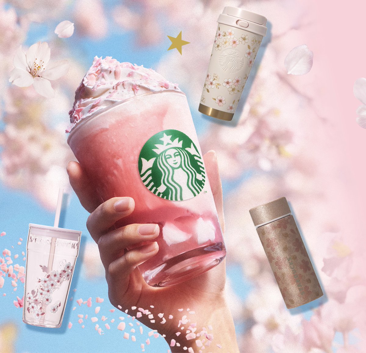 桜咲くよ白桃フラペチーノ 今日からスタバでSAKURAドリンクが飲めるよ
