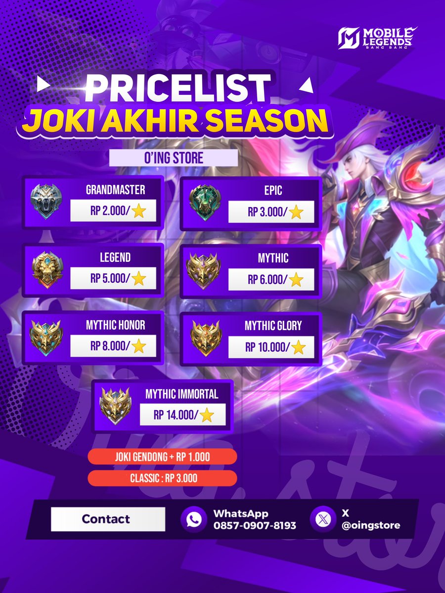 O’ing Store | Joki MLBB tweet media
