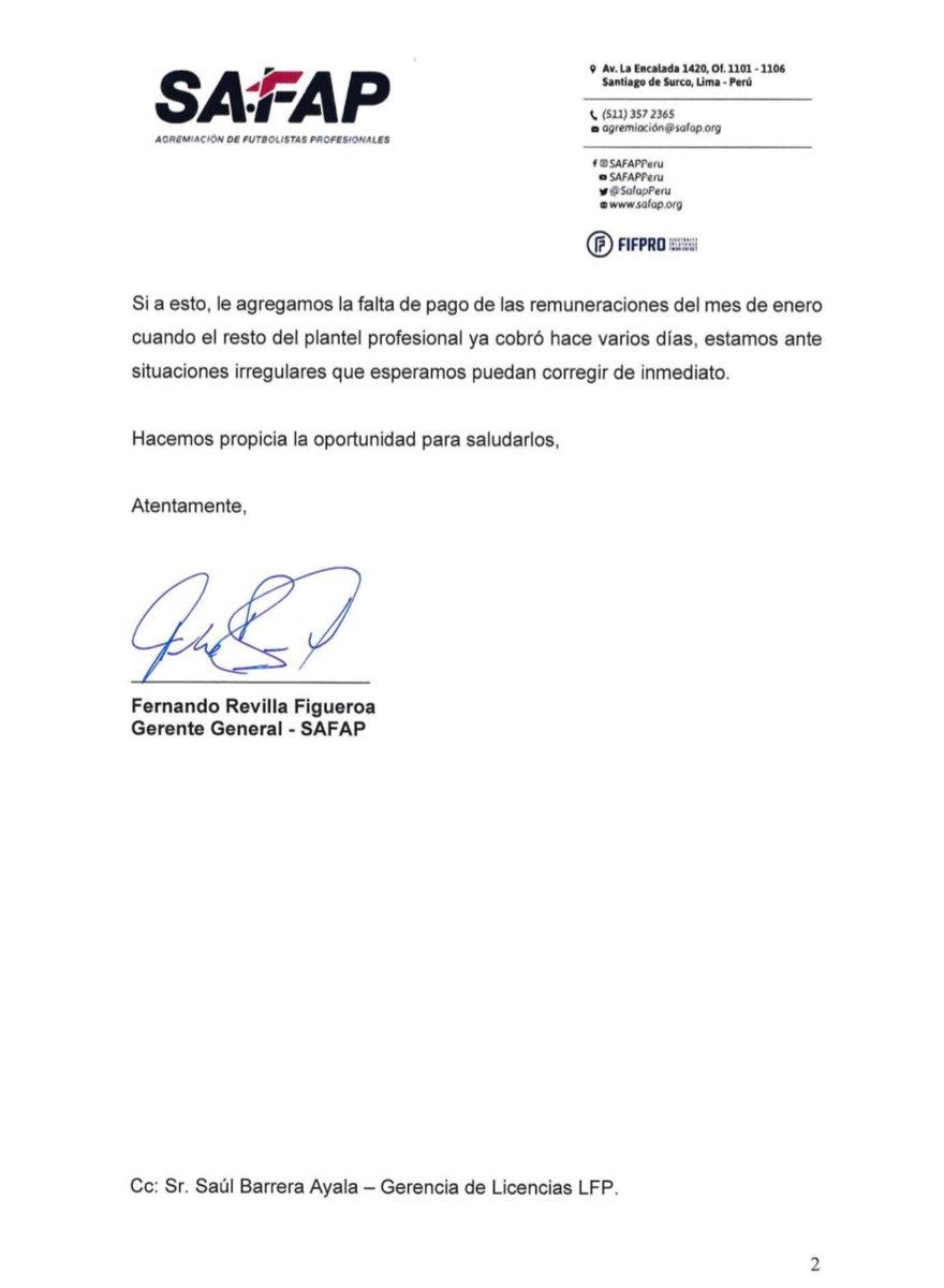 Enmanuel Paucar y Nilson Loyola, jugadores de FC Cajamarca, desde Diciembre de 2025, exigen el pago de sus remuneraciones. Según el entorno de los futbolistas, la gestión de su llegada la realizó Hernán Barcos. <a href="/SafapPeru/">SafapPeru</a> solicita que se regularice la situación. <a href="/RPPDeportes/">Fútbol Como Cancha - Oficial</a>