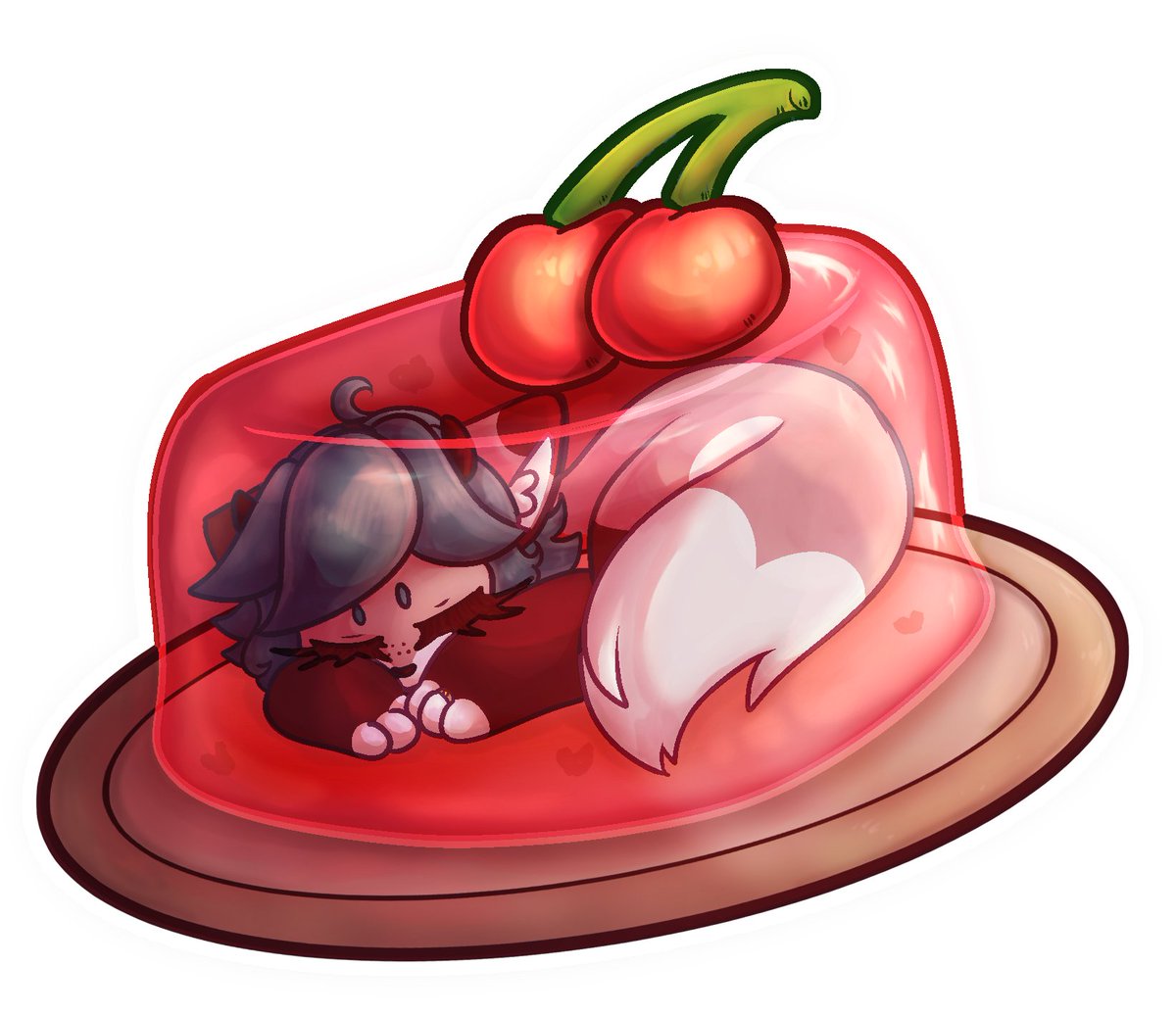 I drew a simple little Valentine's day doodle with my little lady in some cherry jello!
I dunno I thought the idea was super cute. Also learned some new things while making the piece so I'm really happy about how it turned out!

Thanks for the support loves!