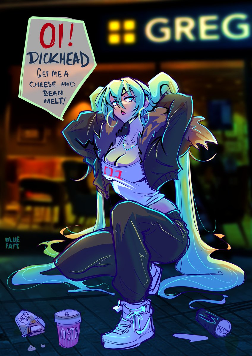 HonekoAo's tweet image. Greggs Miku for the new British homies 🇬🇧