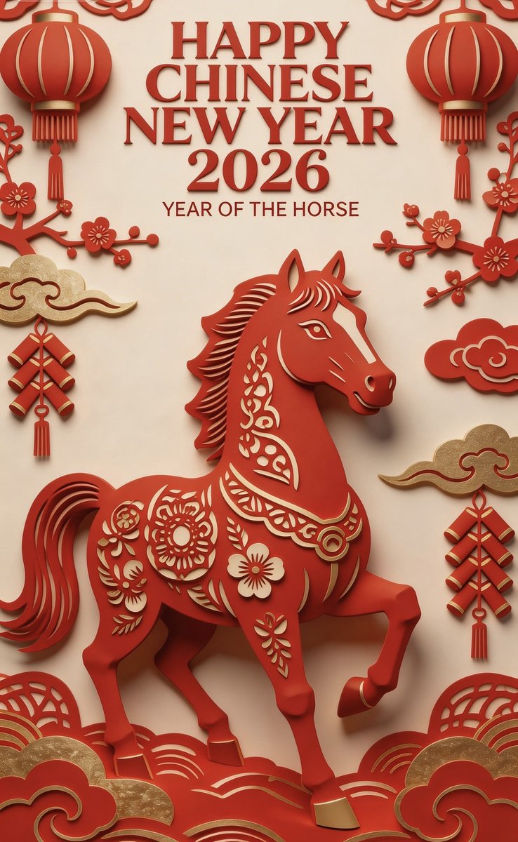 XHNews's tweet photo. As we step into the Year of the Horse, may we carry that same energy: bold, graceful, unstoppable. #YearoftheHorse #SpringFestival #ChineseNewYear #CNY #China #PaperCutting #AIGC https://t.co/PbVFqaIuU8