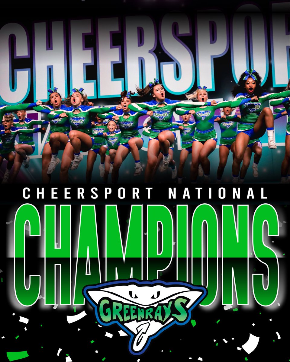 YOUR 2026 CHEERSPORT NATIONAL CHAMPIONS, THE STINGRAY ALLSTARS GREEN !!🍀
