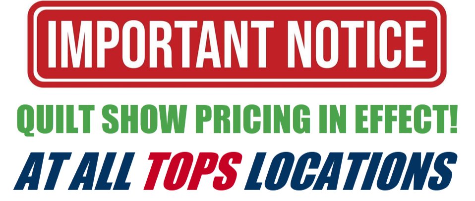 TopsVacAndSew's tweet photo. 💥 TOPS Deals Alert: Quilt Show Prices Now Active! - https://t.co/Yr2T6NQuVP https://t.co/iLoQzZMDuD