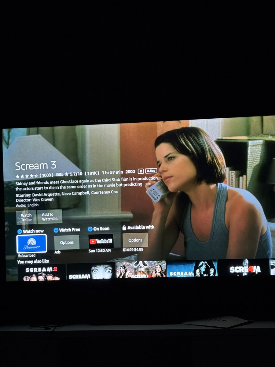 ScreamForever6's tweet image. Time for a #SCREAM3 rewatch 🔪
Still one of my favorite entries in the franchise — minority opinion, I know. The Ghostface scenes are so tense and genuinely suspenseful.