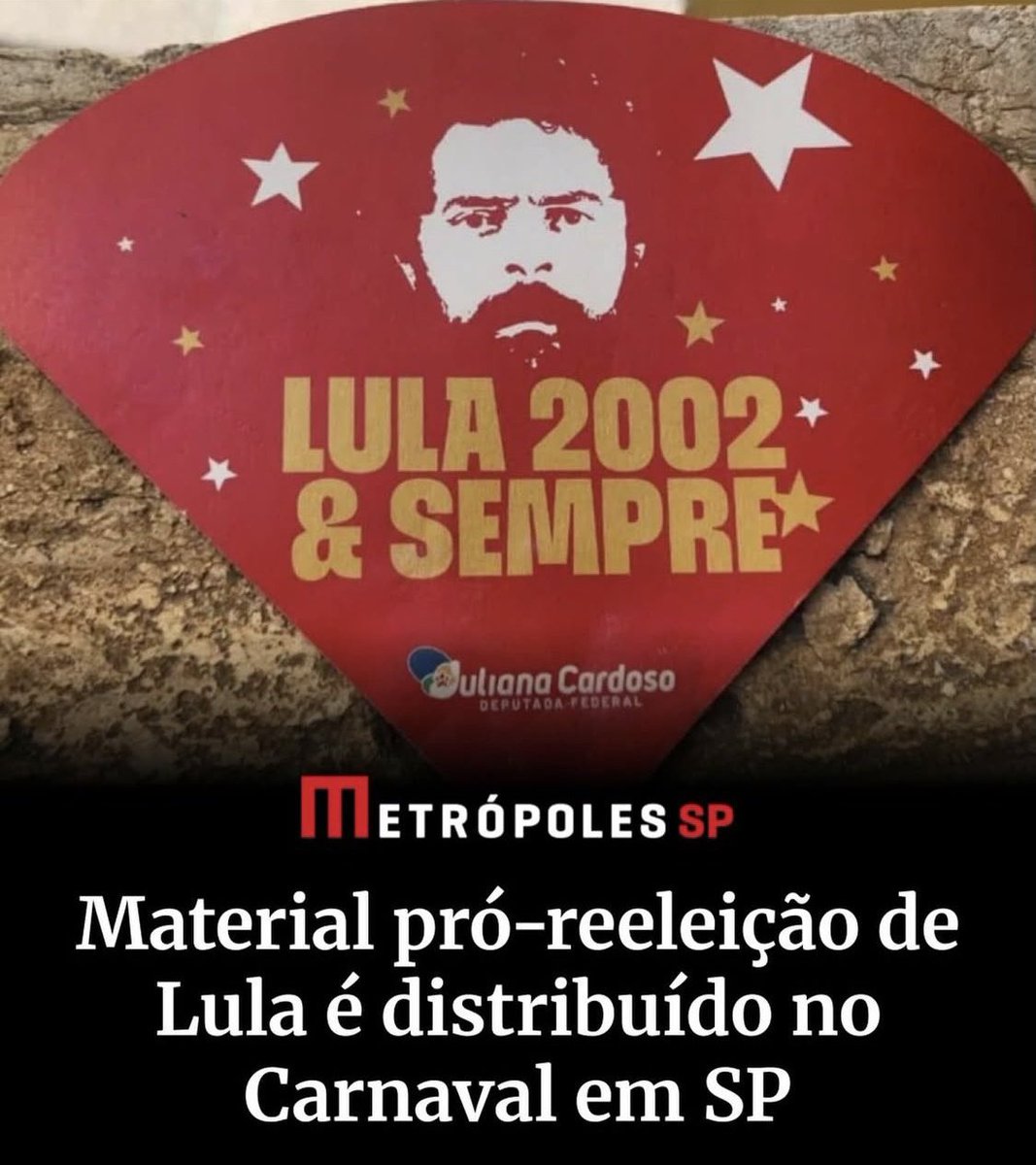 Isso é gravíssimo: material eleitoral distribuído no carnaval.

Digite: LULA INELEGÍVEL