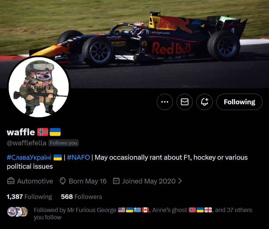 Fellas, can we boost <a href="/wafflefella/">waffle 🇳🇴🇺🇦</a>? 

Thank you 🫡💙💛

#WeAreNAFO
#NAFOExpansionIsNonNegotiable