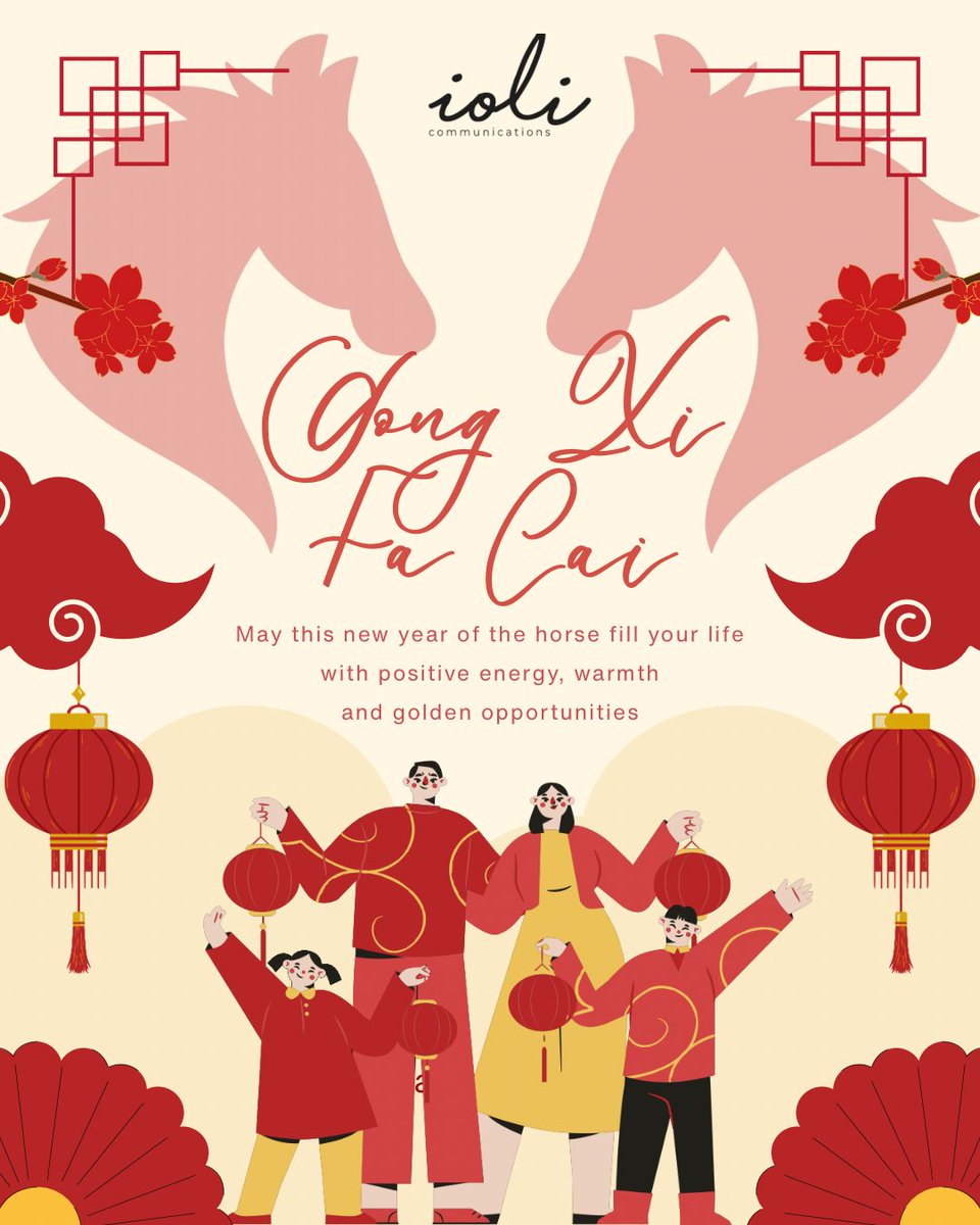 Iolicomms's tweet photo. We #iOliGladiators would like to wish everyone, Gong Xi Fa Cai! 恭喜发财!

May the year of the Horse bring us prosperity, joy and good health.

Thank you to our clients, partners, and friends for trusting us with your stories and journeys.

新年快乐，恭喜发财 🧨🐎. https://t.co/C836nrEfEm