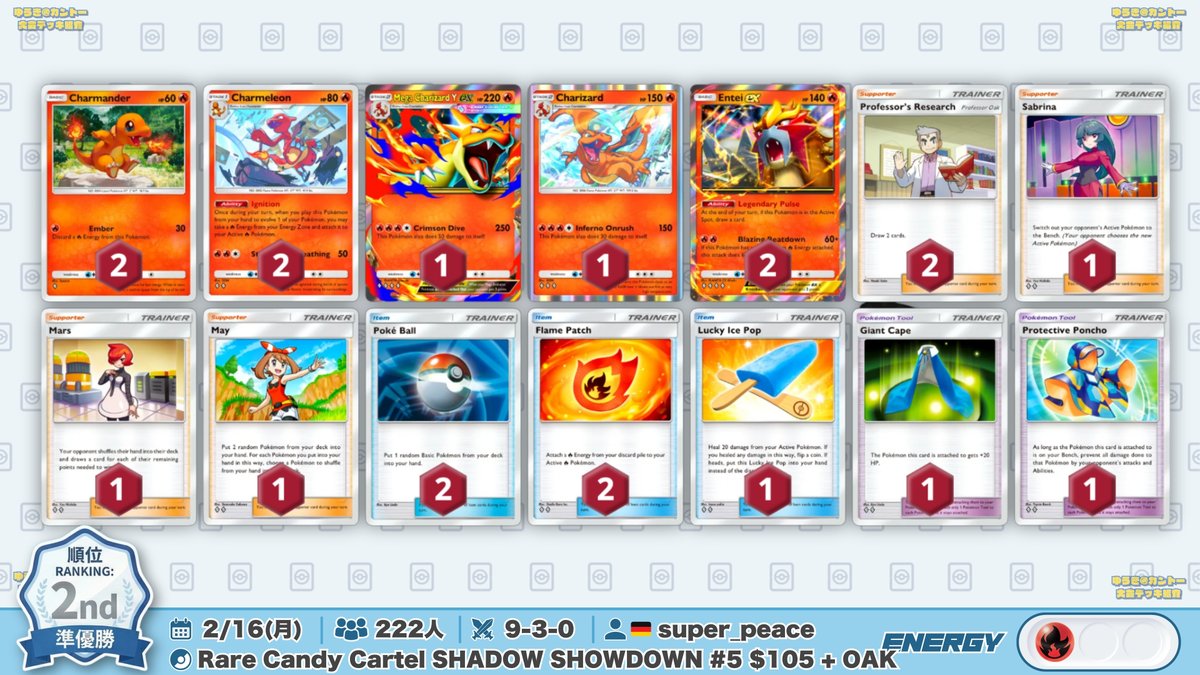 🌏 ポケポケ 大会結果｜2/16(月) 🌏 222人大会で非exアブソル入り