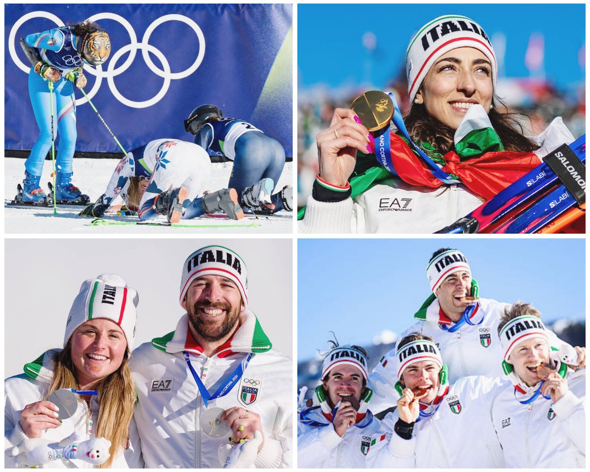 La_Bianconera's tweet photo. 🥇Sua Maestà #Brignone riceve l'inchino dei due argenti: una delle img delle #OlimpiadiInvernali2026!
🥇1° storico oro olimpico del biathlon italiano: Lisa #Vittozzi per sempre!
🥈Argento snowboard per #Moioli e #Sommariva.
🥉Bronzo per la staffetta del fondo.
Si domina! 👏🇮🇹 ❄️ https://t.co/UXzDVbOOr9
