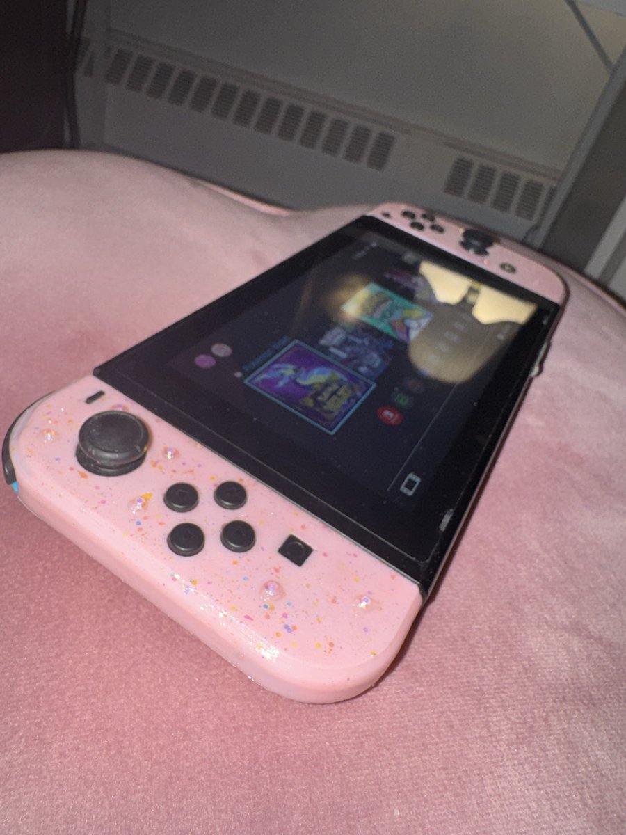 asunastaciasama's tweet photo. Learned to take apart my switch joycons today! Used my own custom made shells!๐ฉท Took me three hours but so worth it! #NintendoSwitch #pinkswitch https://t.co/AS6WQBVxs4