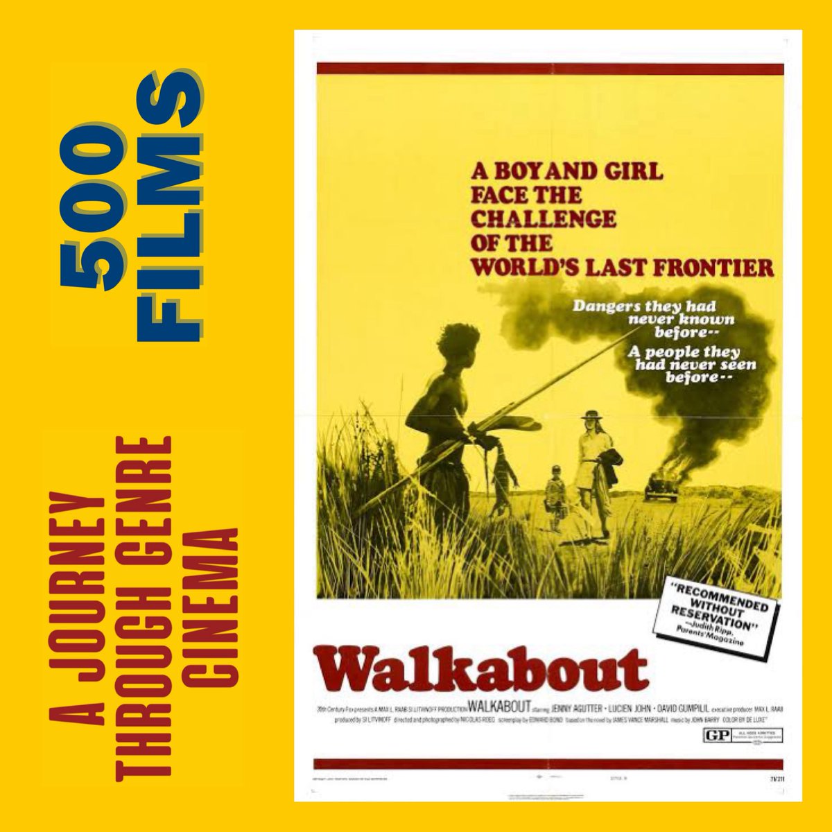 Episode 028: Walkabout (1971, Ted Kotcheff)

The man takes a drive out of Sydney,
But then pulled a gun on them did he, 
They live off the land,
Find water in sand, 
With help from an Aborigine.

*

Listen to 500 FILMS: A JOURNEY THROUGH GENRE CINEMA on all podcast platforms.