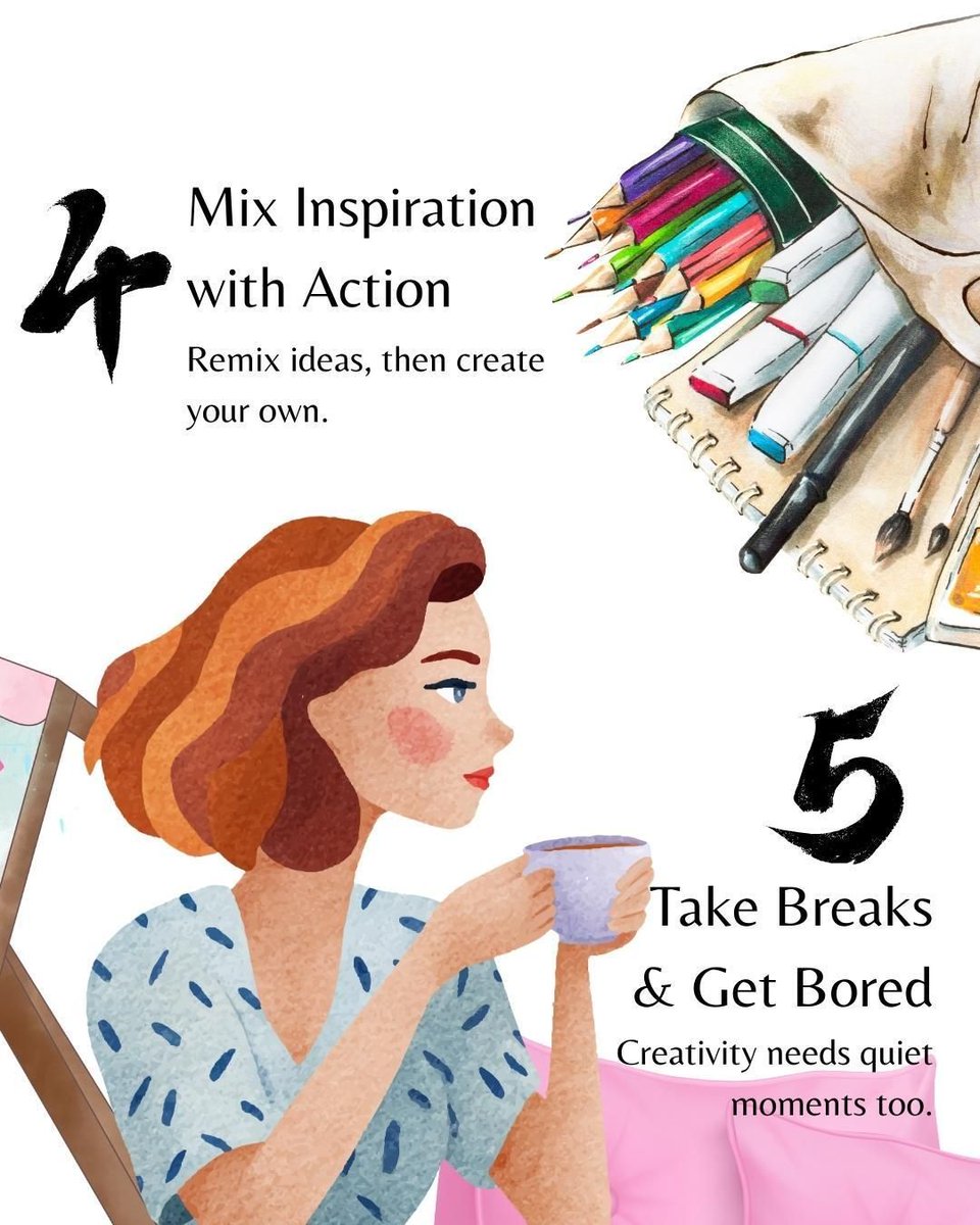 Hippie_Crafter's tweet image. Feeling stuck? 🌀
Creativity is for anyone willing to make, explore, and finish! 
Start small, try one tip today, and let your ideas bloom. 🌟 
#BeMoreCreative #CreativeGuide #ArtistLife #CreateDaily
#CreativeFlow #ArtInspo #HippieCrafter #ArtCommunity