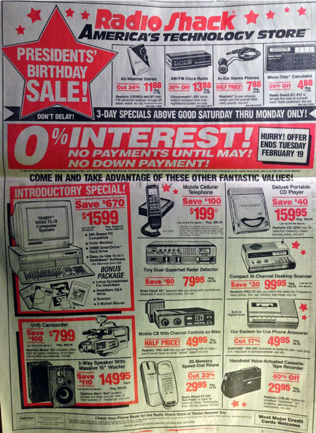 Everything in this 1991 Radio Shack ad you can now do with a smartphone.📱