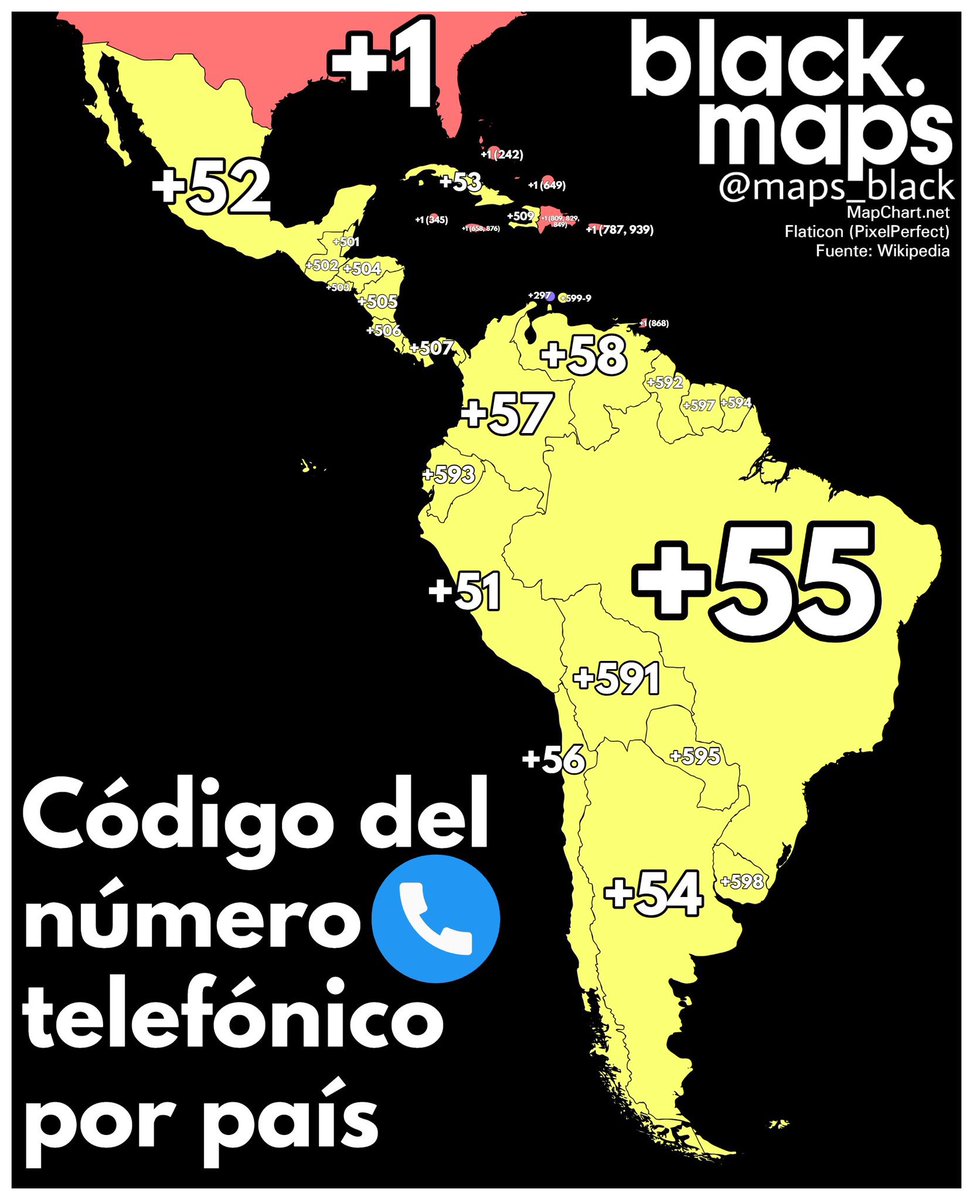 Código del número de telefono de cada país 📞