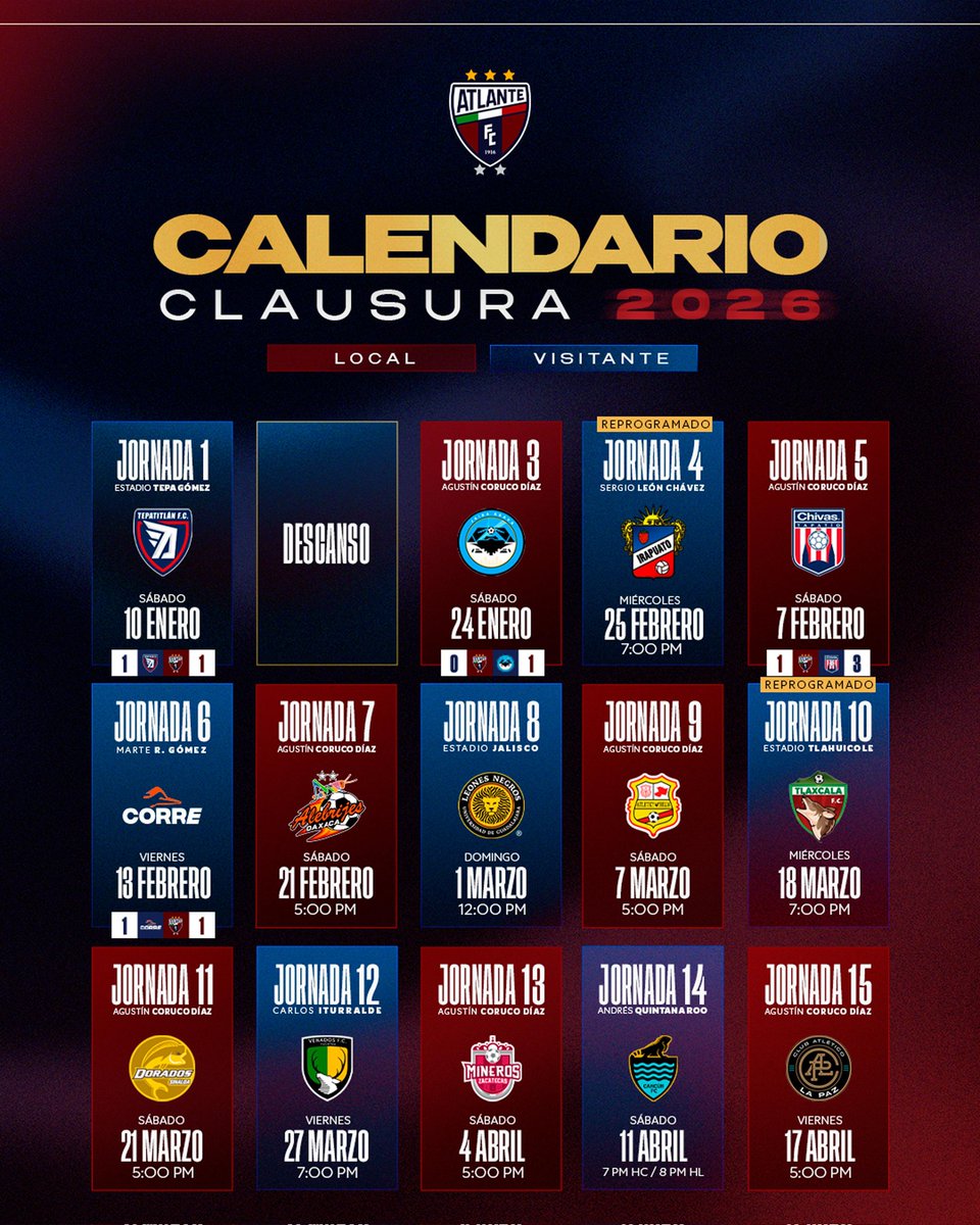 Atlante's tweet photo. Sigue de cerca el paso de nuestros #PotrosDeHierro 🐎 con el calendario oficial actualizado.

#SerAtlante 
#SerDeHierro https://t.co/Csu0lw1cuh