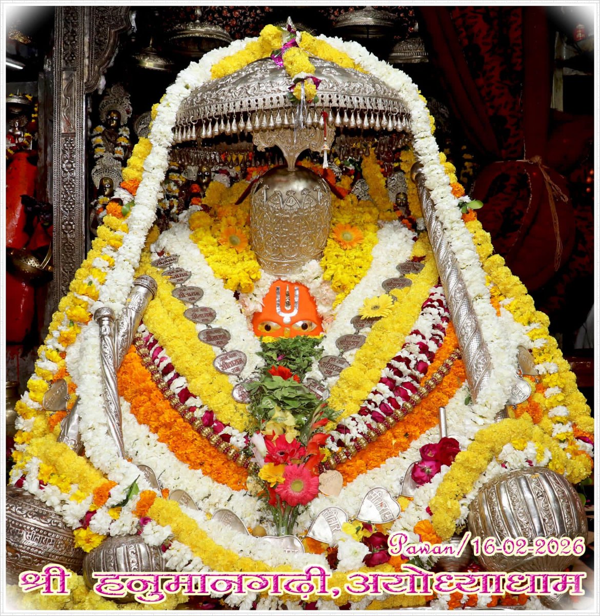 श्री हनुमान जी महाराज, श्री हनुमान गढ़ी अयोध्या धाम के आज दिनांक 16-02-2026 के अद्भुत एवं अलौकिक दर्शन… श्री हनुमान जी की कृपा आप सभी पर बनी रहे… ऐसी मंगल कामना…!!!
