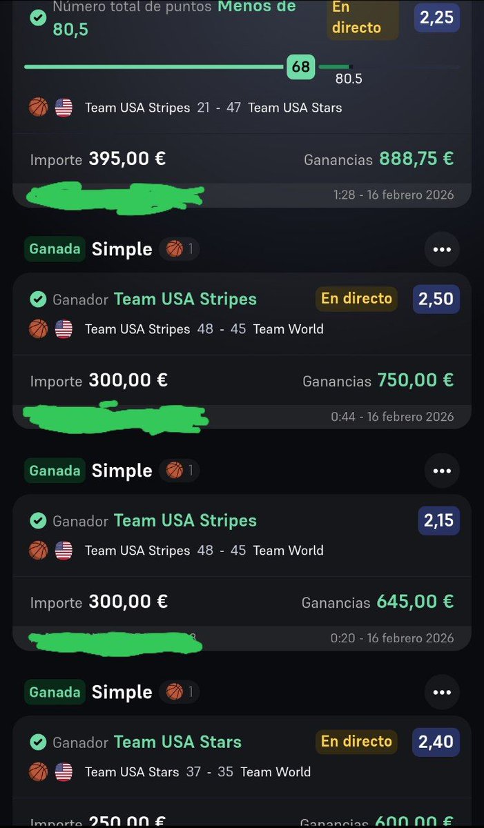StatAI_ES's tweet photo. 4: PARTIDOS DE NBA ALL STAR
4: PRONOSTICOS 🎯
4: ACIERTOS🟢
+1880€: En una noche
Simplemente LOCURA
#NBA #NBAAllStar2026 #GamblingX https://t.co/TG3bXnHQyq