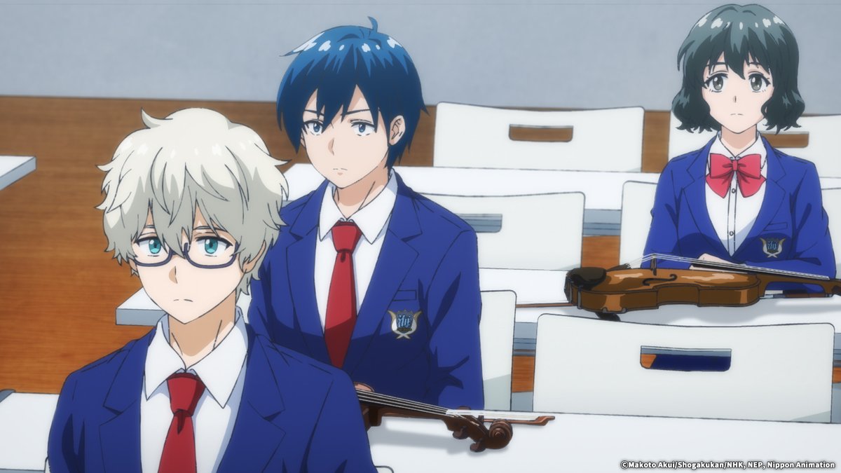 ANIPLUSAsia's tweet photo. Overwhelmed by the presence of Yukito Subaru, the junior orchestra's concertmaster, Aono receives encouragement from Hatori as auditions for the seat rearrangement begins...

【#BlueOrchestra 2】
Recap &amp; Ep 19 TONIGHT, 22:00 [GMT+8]
Encores THU 16:00 &amp; SAT 24:00 [GMT+8]

#青オケ https://t.co/ykxCmsWOUc