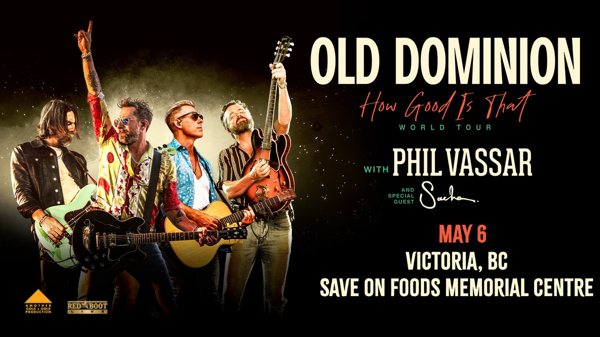 redbootlive's tweet image. Victoria, BC – Save-On-Foods Memorial Centre
Victoria, it’s your turn! 🎶 @OldDominion wraps up the BC leg of the tour at Save-On-Foods Memorial Centre on May 6, 2026. Don’t miss it! 
🎟️ selectyourtickets.evenue.net/events/V0506 
📍 Venue: @sofmc