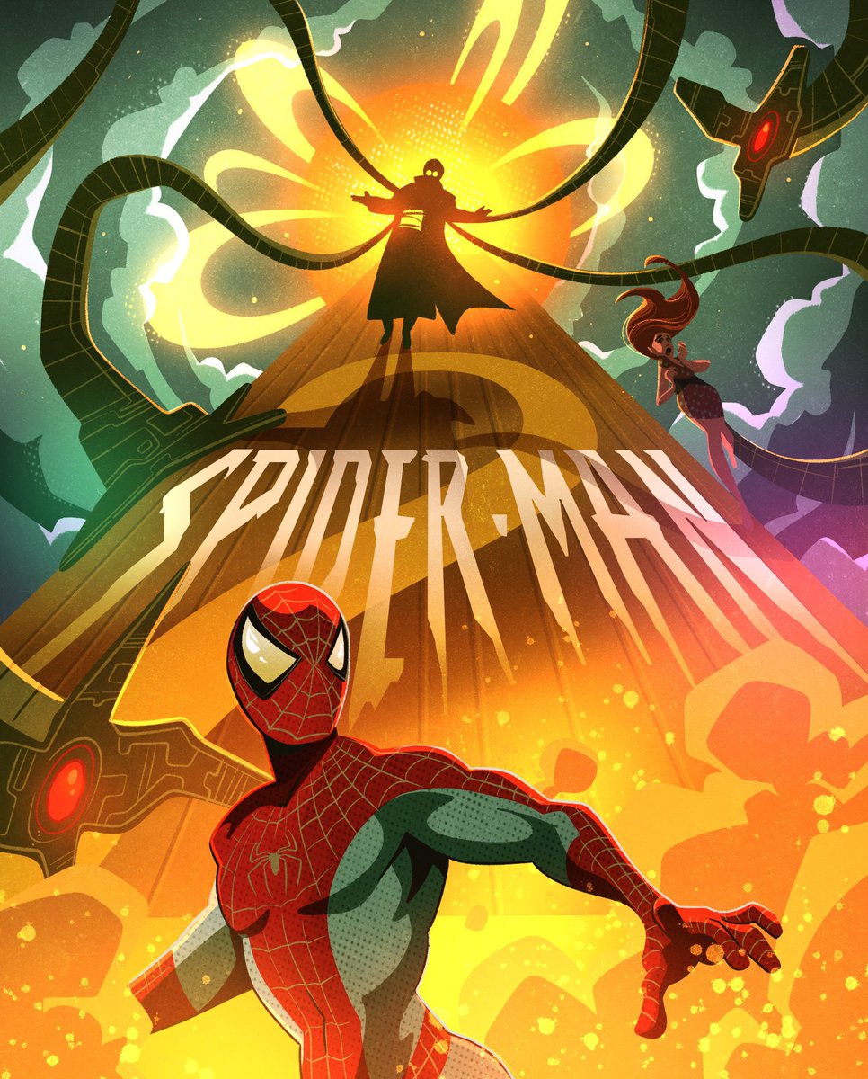 SpidermanNotes's tweet photo. Sam Raimi Spider-Man Movie Posters 
All artwork by @Lyle_Cruse https://t.co/7NDWzNiKtv